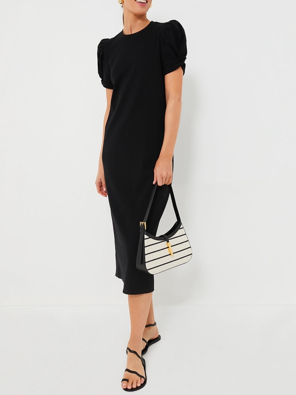 Pomander Place Black Short Sleeve Vesty Midi Dress NWT